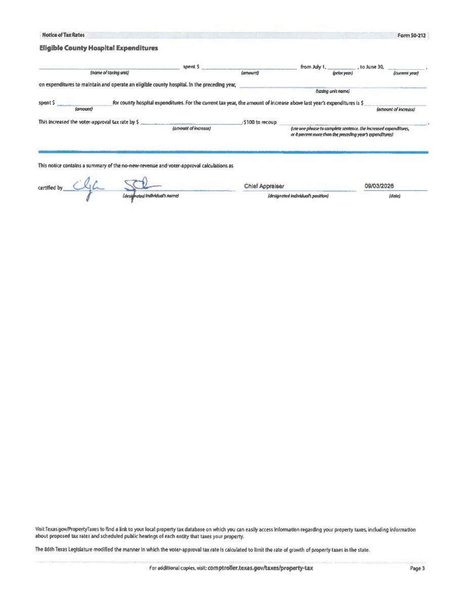 Notice About 2026 Tax Rates - page 3