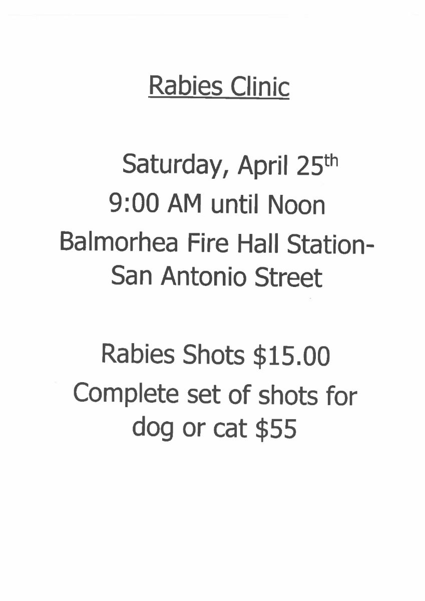 Rabies Clinic flyer April 25, 2026