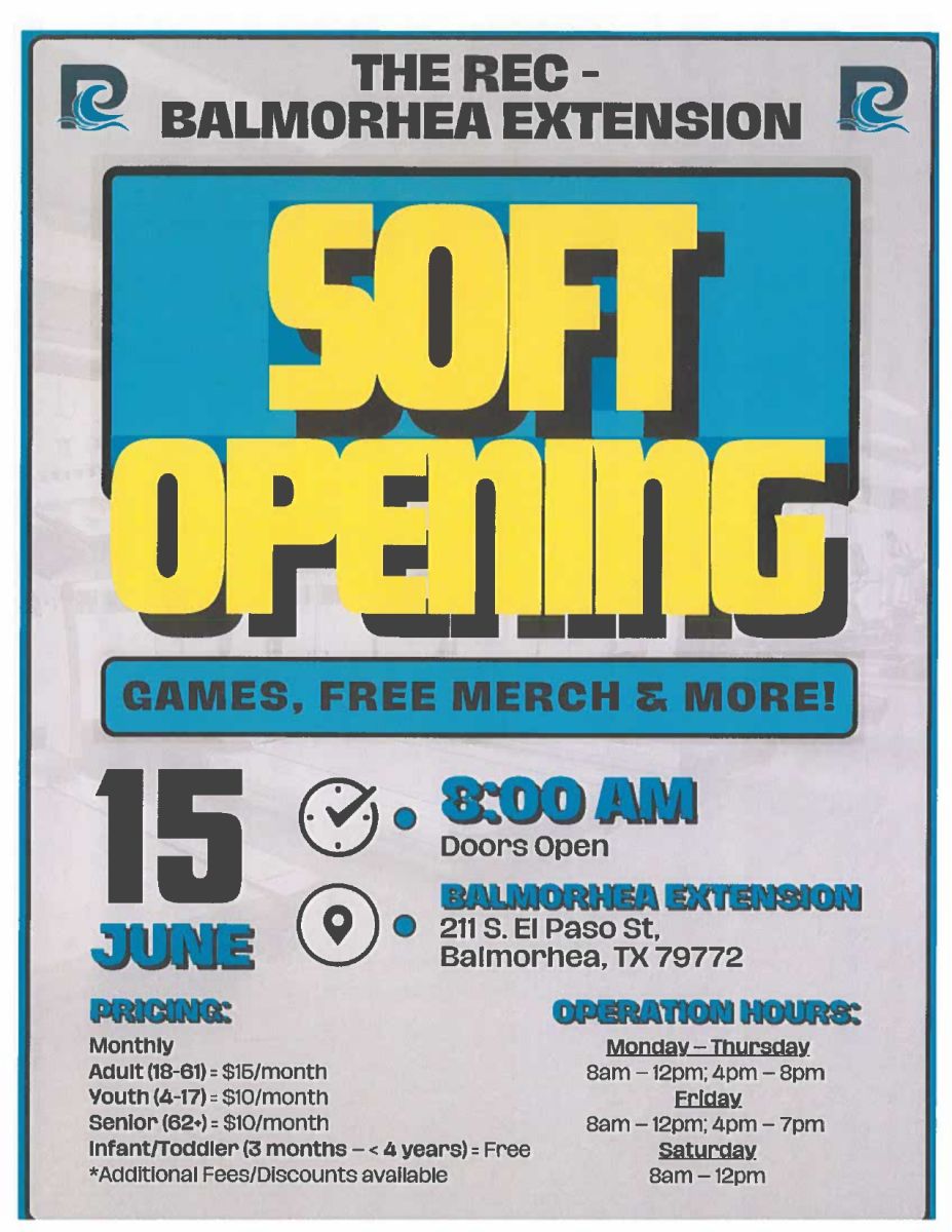 The Rec - Balmorhea Extension Soft Opening flyer