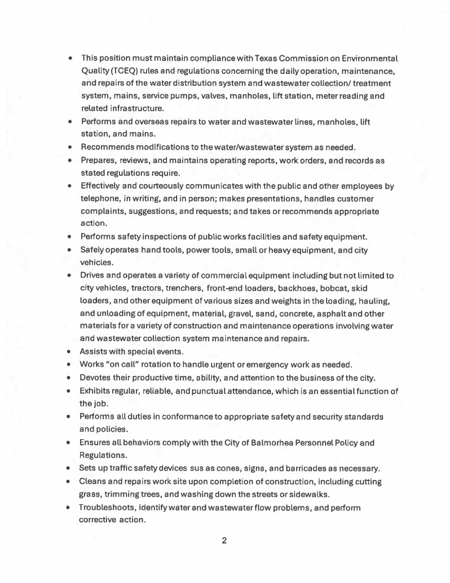 Public Works Field Superintendent page 2